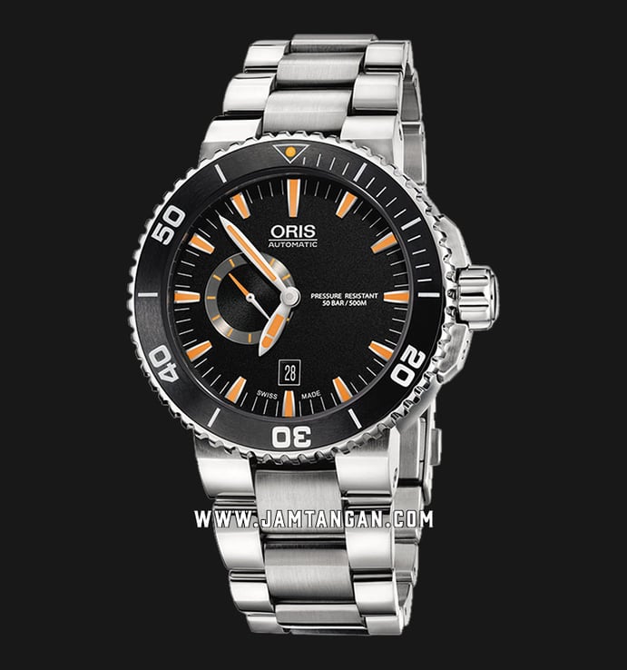Oris Aquis Small Second Date 01-743-7673-4159-07-8-26-01PEB Black Dial Stainless Steel Strap